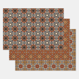 Afrikanisches Erdmeer - Nahtloses ethnisches Muste Geschenkpapier Set