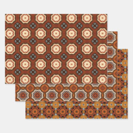 Afrikanisches Erdmeer - Nahtloses ethnisches Muste Geschenkpapier Set