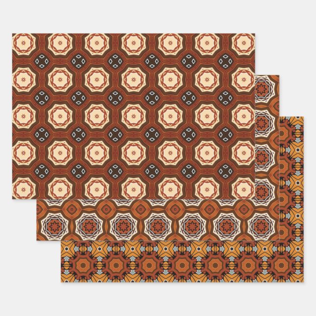 Afrikanisches Erdmeer - Nahtloses ethnisches Muste Geschenkpapier Set (Set)