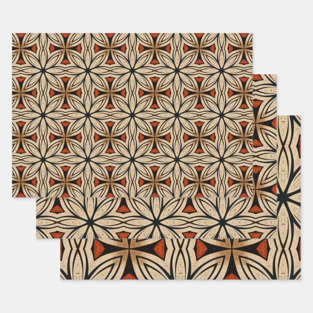 Afrikanisches, ethnisch Inspiriertes Muster Nr. 1 Geschenkpapier Set (Set)