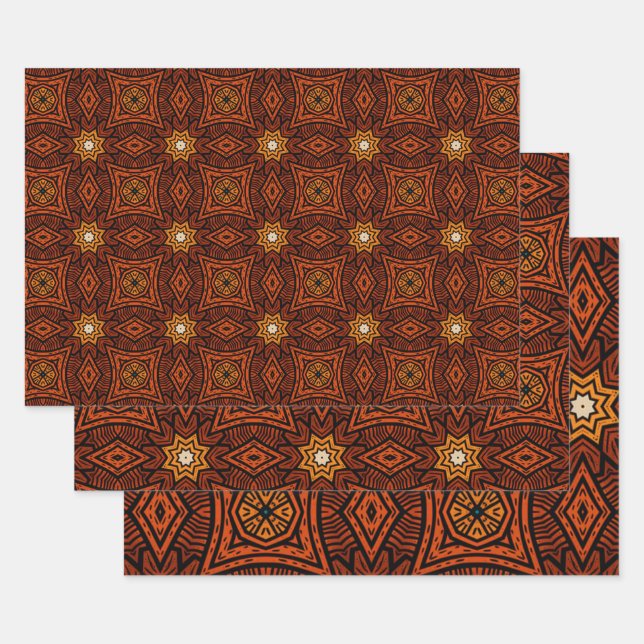 Afrikanisches, ethnisch Inspiriertes Muster Nr. 8 Geschenkpapier Set (Set)
