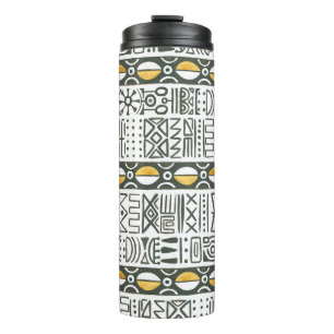 Afrikanisches ethnisches, wasserfarbenes Muster. Thermosbecher