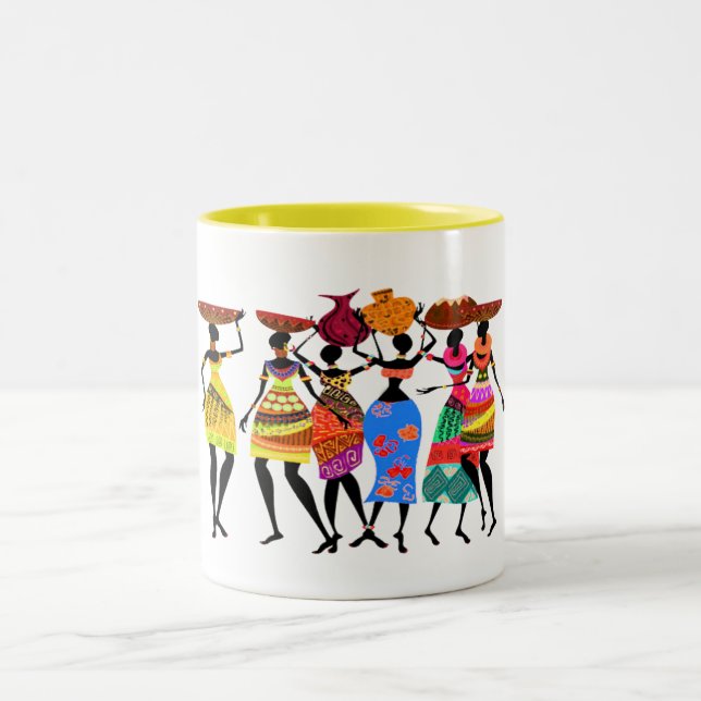 Afrikanisches Fest Zweifarbige Tasse (Mittel)