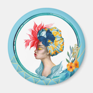 Afrikanisches Frauen-Magnet-Blau Magnet