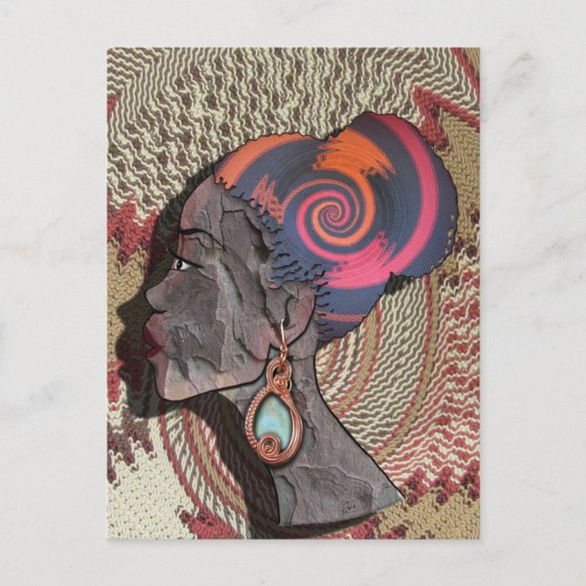 Afrikanisches Frauenprofil auf einem Waferkorb Postkarte (Vorderseite)