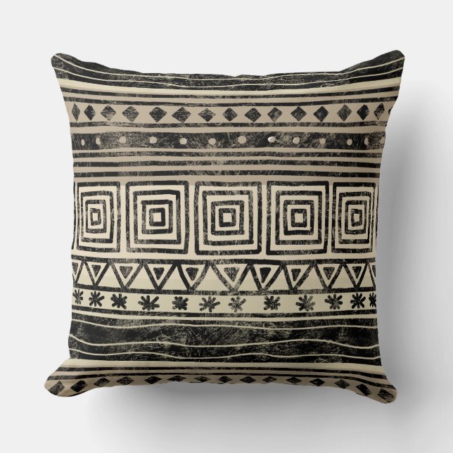 Afrikanisches geometrisches Muster Kissen (Vorderseite)