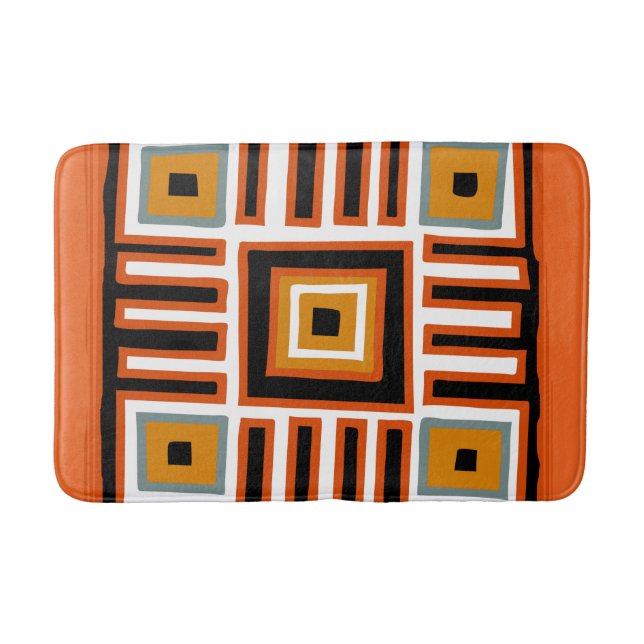 Afrikanisches geometrisches Stammesmuster Badematte (Vorderseite)