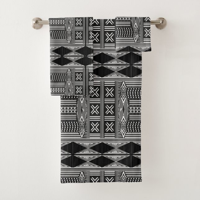 Afrikanisches geometrisches Stammmuster Badhandtuch Set (Insitu)