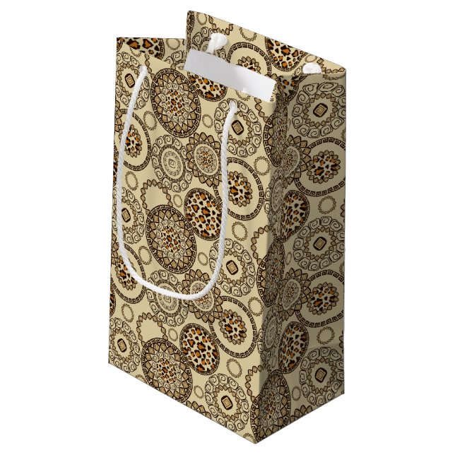 Afrikanisches Gepardhautmuster 3 Kleine Geschenktüte (Rückseite Schrägansicht)