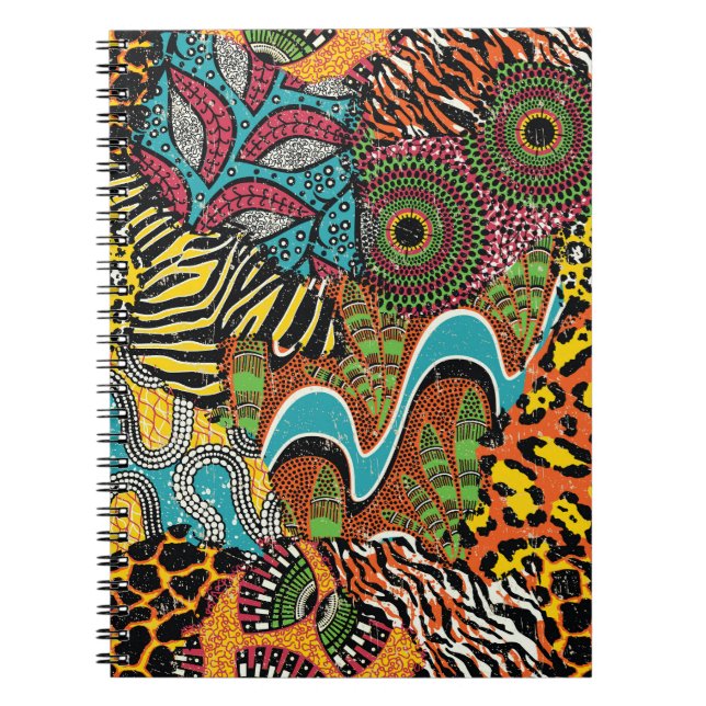 Afrikanisches Gewebe: Wildtierpatchwork. Notizblock (Vorderseite)
