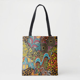 Afrikanisches Gewebe: Wildtierpatchwork. Tasche