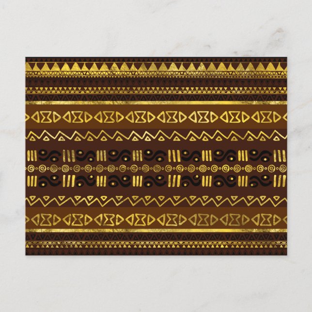Afrikanisches Goldenes Muster auf braun Postkarte (Vorderseite)
