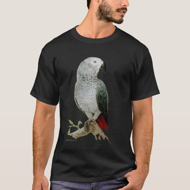Afrikanisches Grau-Papagei (dunkler Entwurf) T-Shirt (Vorderseite)