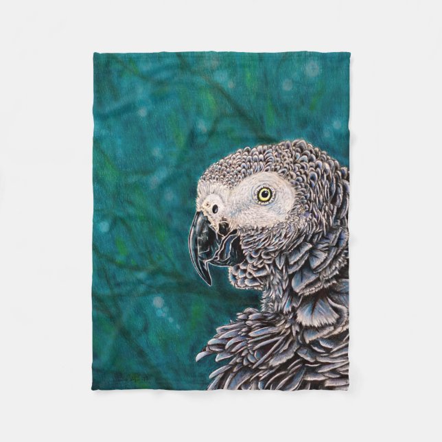 Afrikanisches Grau-Papagei - Vogel-Fleece-Decke Fleecedecke (Vorderseite)