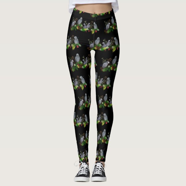 Afrikanisches Grau-Papageien-Party-Leggings Leggings (Vorderseite)