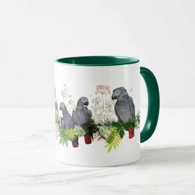Afrikanisches Grau-Papageien-Party-Tasse Tasse (VorderseiteRechts)