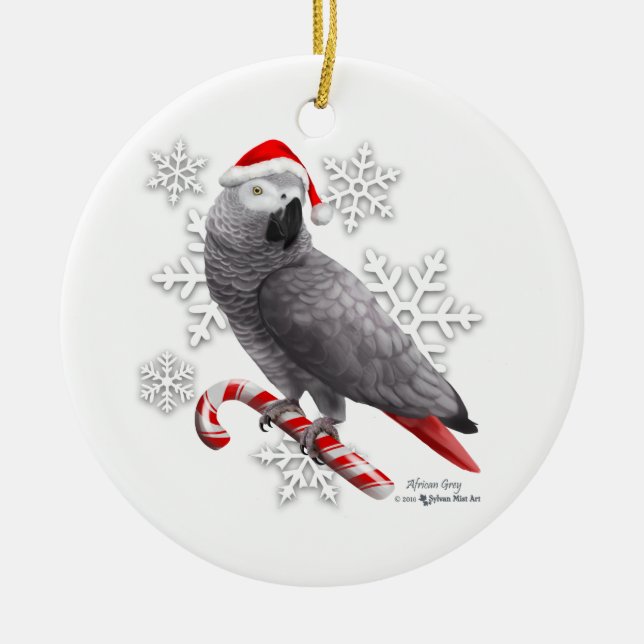Afrikanisches Grau-Weihnachtsverzierung Keramikornament (Vorne)
