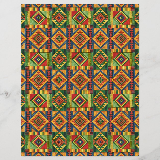 Afrikanisches Kente-Muster doppelseitiges Scrapboo (Vorderseite)