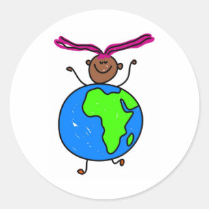 Afrikanisches Kind Runder Aufkleber