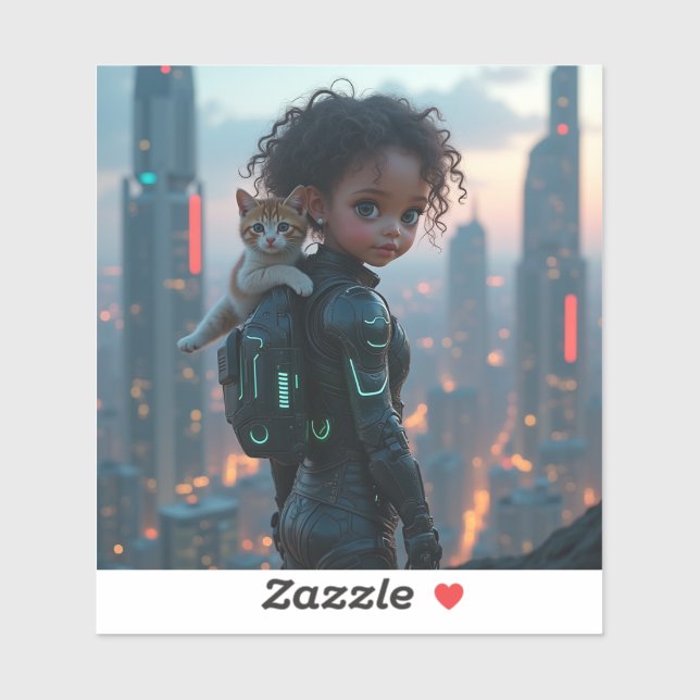 Afrikanisches kleines Glied mit Kätzchen Aufkleber (Blatt)