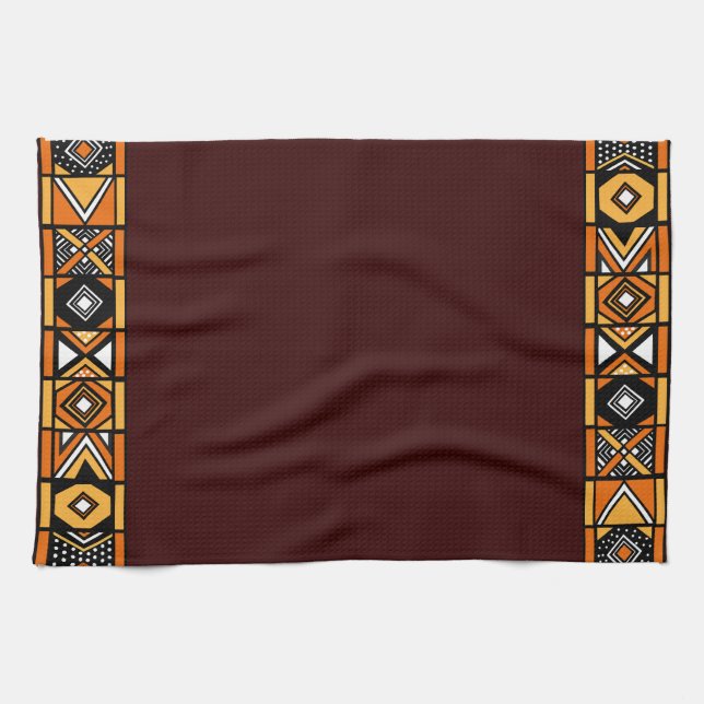 Afrikanisches Kunst-Geschirrtuch Browns Geschirrtuch (Horizontal)
