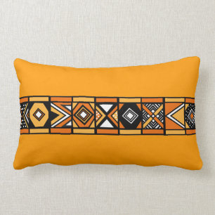 Afrikanisches Kunstkissen des orange Gelbs Lendenkissen