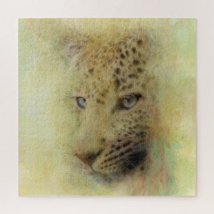 Afrikanisches Leopard Wildlife Watercolor Portrai