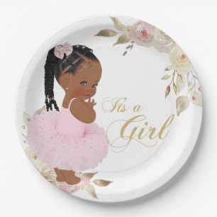 Afrikanisches Mädchen-Baby-Shower-Papierplatte in Pappteller