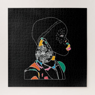 Afrikanisches Mädchen Linienkunst Bunt
