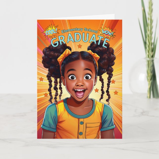 Afrikanisches Mädchen mit Grundschulabschluss Karte (Vorderseite)