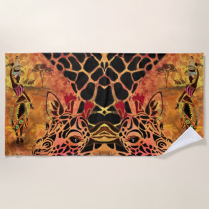 Afrikanisches Mädchen und Giraffe Strandtuch