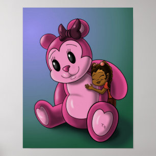 Afrikanisches Mädchen und Teddybär Poster