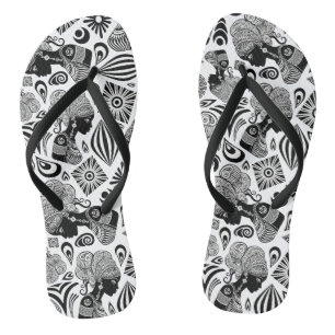 Afrikanisches Mädchenporträt Stammes-Tattoo Flip Flops