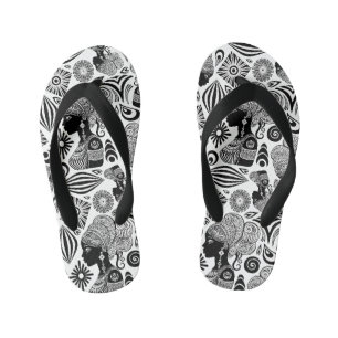 Afrikanisches Mädchenporträt Stammes-Tattoo Kinderbadesandalen