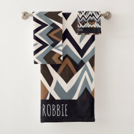 Afrikanisches Marocco-Triangle, geometrisch-braune Badhandtuch Set