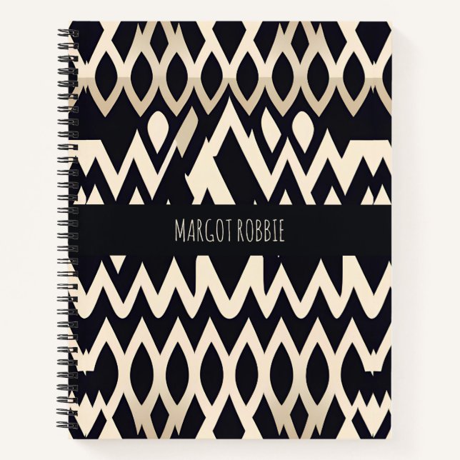 Afrikanisches Marocco Waves Geometric Gold-Muster Notizbuch (Vorderseite)