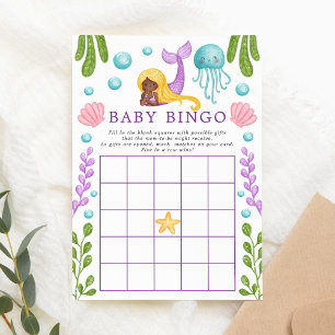 Afrikanisches Meerjungfrau-Ozean-Baby-Shower-Bingo Einladung