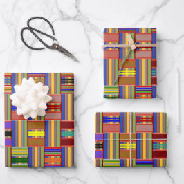 Afrikanisches mehrfarbiges Glas Kente K45 Geschenkpapier Set