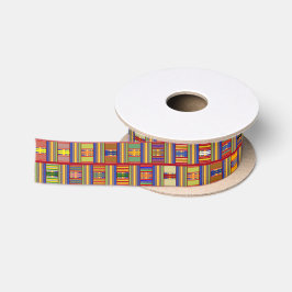 Afrikanisches mehrfarbiges Glas Kente K45 Satinband