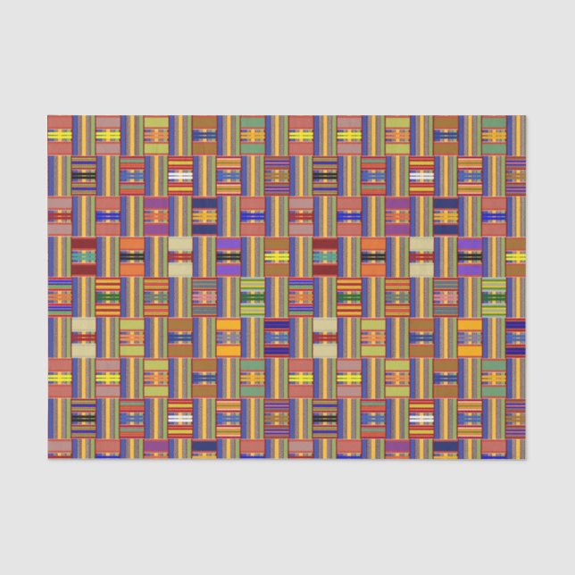 Afrikanisches mehrfarbiges Glas Kente K45 Seidenpapier (Vorderseite)
