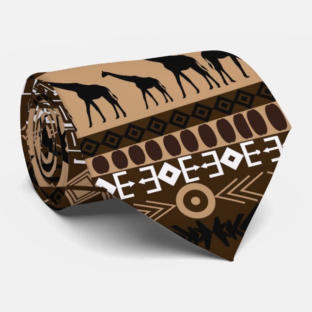 Afrikanisches Motiv, Tiere, horizontale Krawatte (Gerollt)