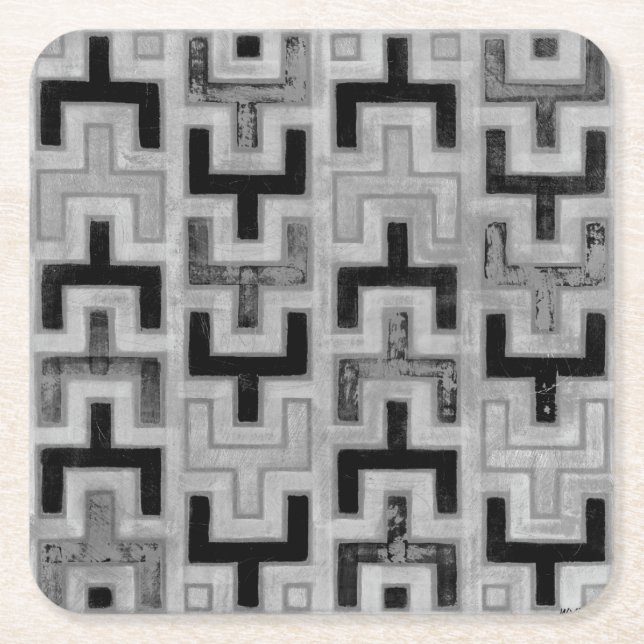 Afrikanisches Mudcloth Textil mit geometrischen Mu Rechteckiger Pappuntersetzer (Vorderseite)