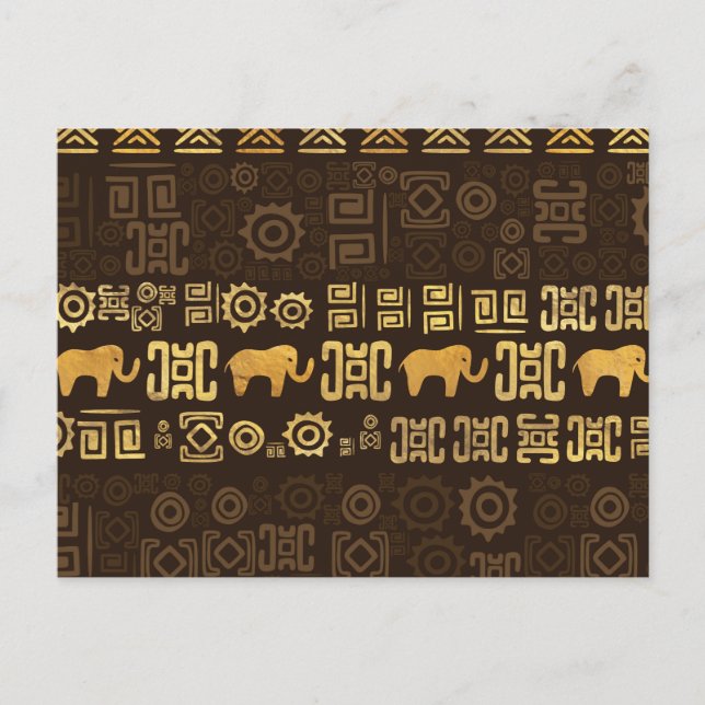 Afrikanisches Muster - braun und goldfarben #4 Postkarte (Vorderseite)