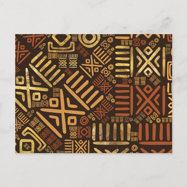 Afrikanisches Muster - braun und goldfarben #6 Postkarte (Vorderseite)