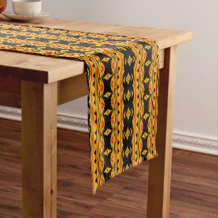 afrikanisches Muster, geometrisch, Muster, braun, Kurzer Tischläufer
