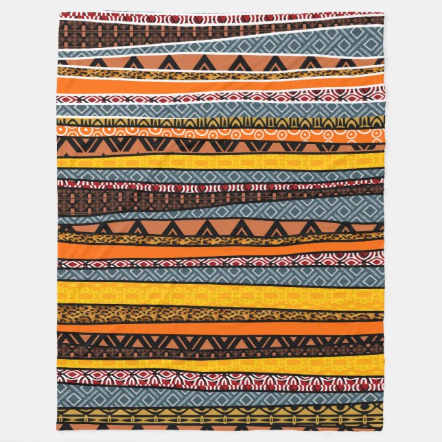 Afrikanisches Muster Mix Fleecedecke (Vorderseite)