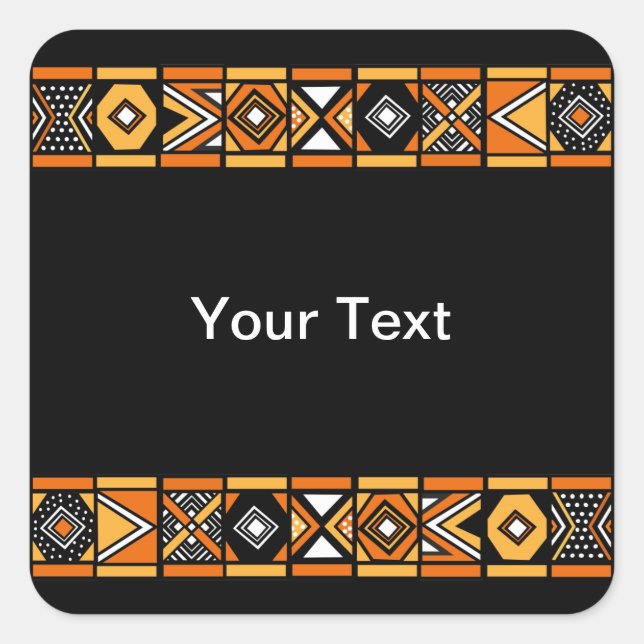 afrikanisches Muster Quadratischer Aufkleber (Vorderseite)