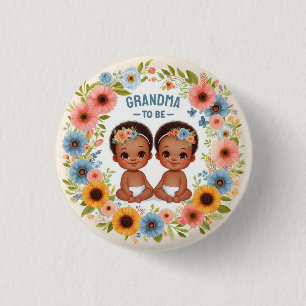 Afrikanisches Niedliches Baby-Duschgranma für zwei Button