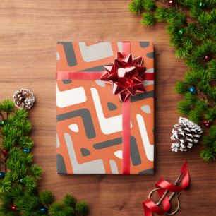 Afrikanisches Orangenschwarzes Minimalmuster Geschenkpapier