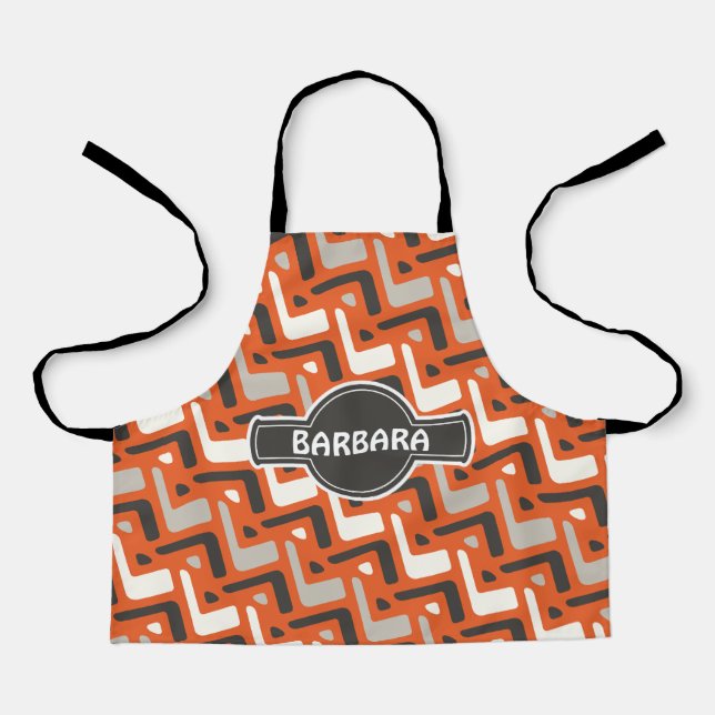 Afrikanisches Orangenschwarzes Minimalmuster Schürze (Vorderseite)
